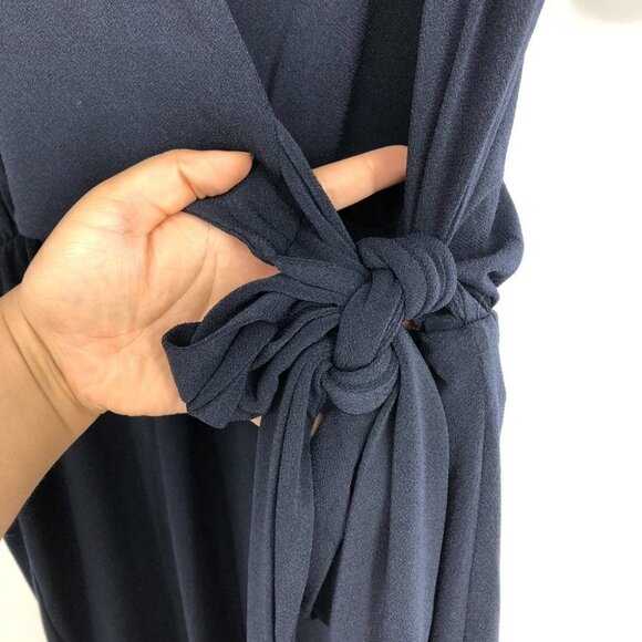 NWT  Malene Birger Night Blue Short sleeve V-Neck Qizi Midi Wrap Dress Size XS - Picture 5 of 16